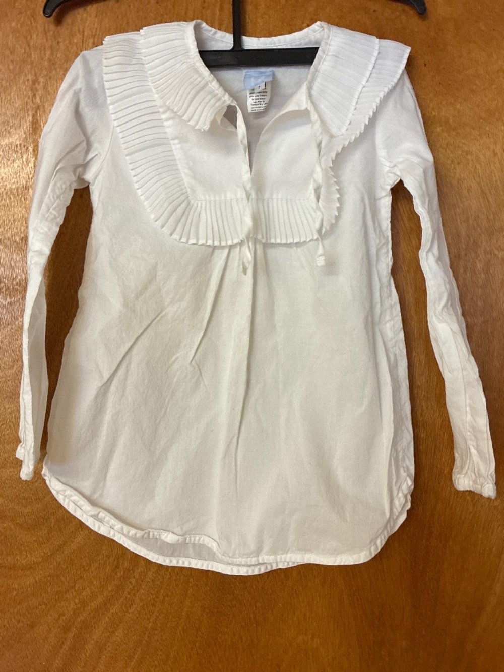 Bella Bliss Cotton Ruffle Tie neckline White Top
